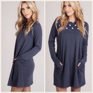 Super Cute Navy W/White Polka Dots Dress | M | NWT
